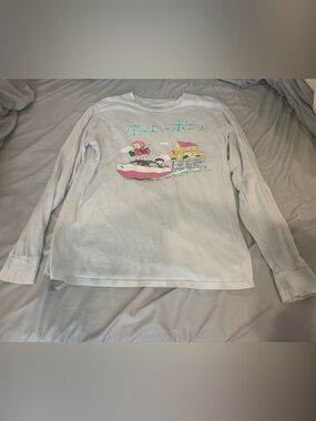 Studio Ghibli Inspired Pale Blue Long Sleeve Tee - Ponyo Graphic